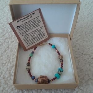 Southwestern Beaded Cross Bracelet 7"